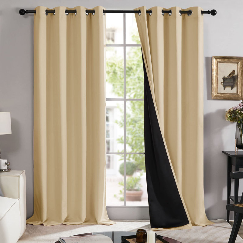 Paire de rideaux 100% occultant avec œillets Deconovo, L 52 po x L 84 po, Burlywood