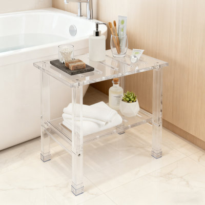 Acrylic Shower Bench With Storage Shelf