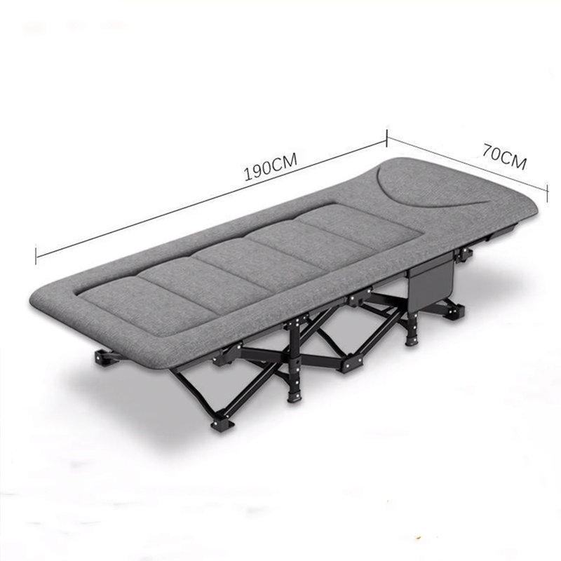 Portable Folding Bed With Side Bags For Outdoor Camping