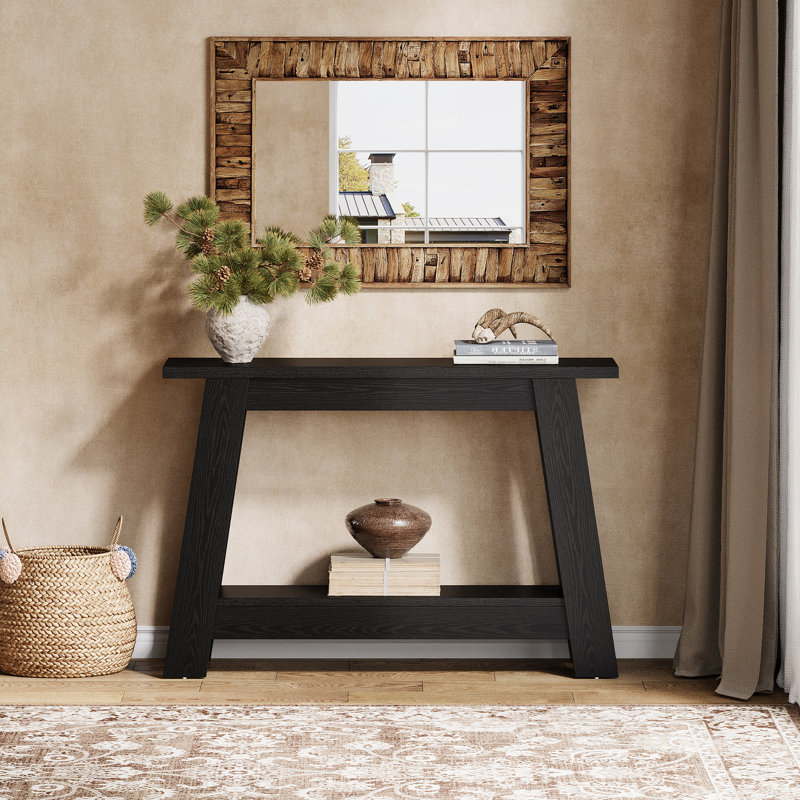 41.3" Small Console Table for Entryway, Farmhouse Wooden Sofa Table, Black