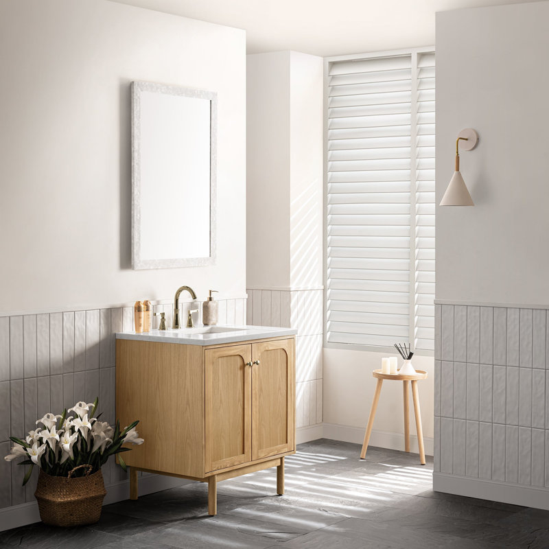 Laurent 30'' W Single Vanity, Arctic Fall, Light Natural Oak, 8" Widespread