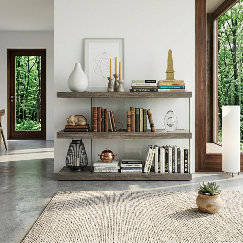 Harly Geometric Glass Bookcase