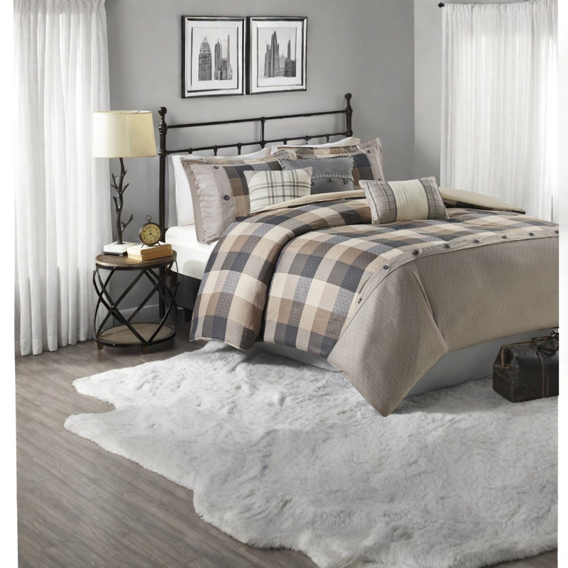Farmhouse Herringbone Bedding Sets, Polyester, Cabin Style For Home
