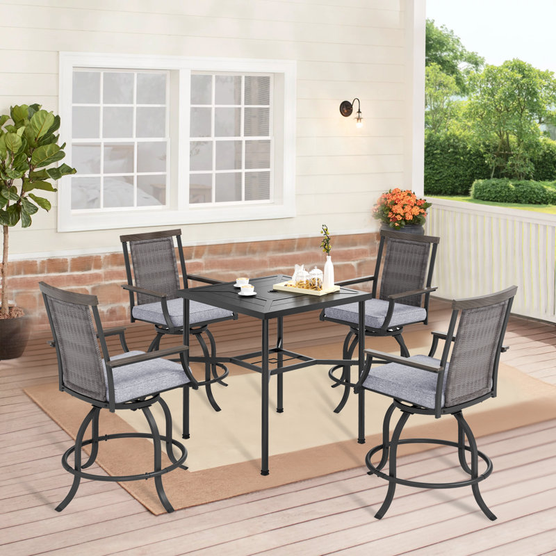Ensemble de salle à manger longue pour 4 personnes 32 "avec coussins Alyne