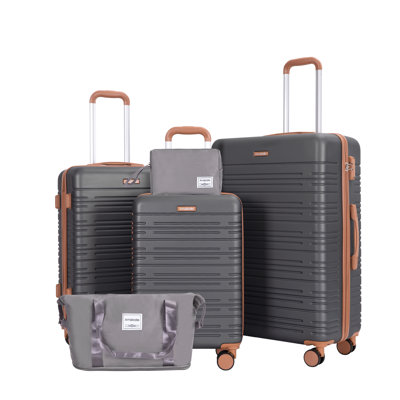 Ensemble de 5 pièces (20 "24" 28 + un sac de voyage et une trousse de toilette), ensemble de valises rigides à roulettes avec valise de transport