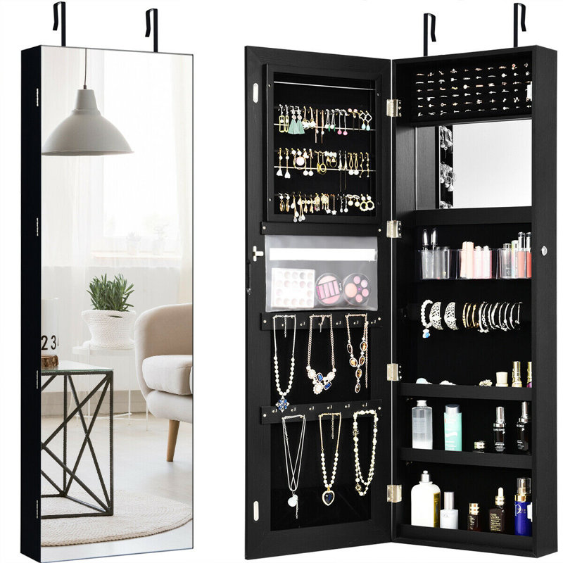 Armoire à bijoux avec miroir Michele, Noir
