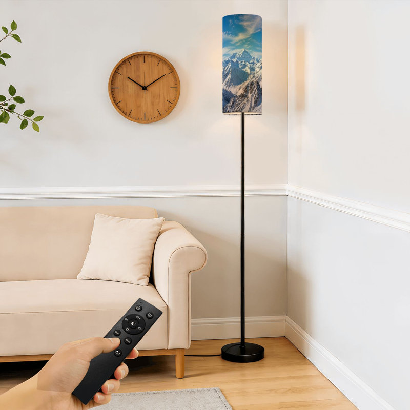 Lampe sur pied Alpes Verbier à intensité variable moderne avec télécommande et pédale abat-jour abat-jour grand poteau d'angle pour le salon, la chambre et le bureau