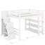 Lit mezzanine avec tablettes, escalier de rangement, petite armoire et lumière DEL blanche-1639540912