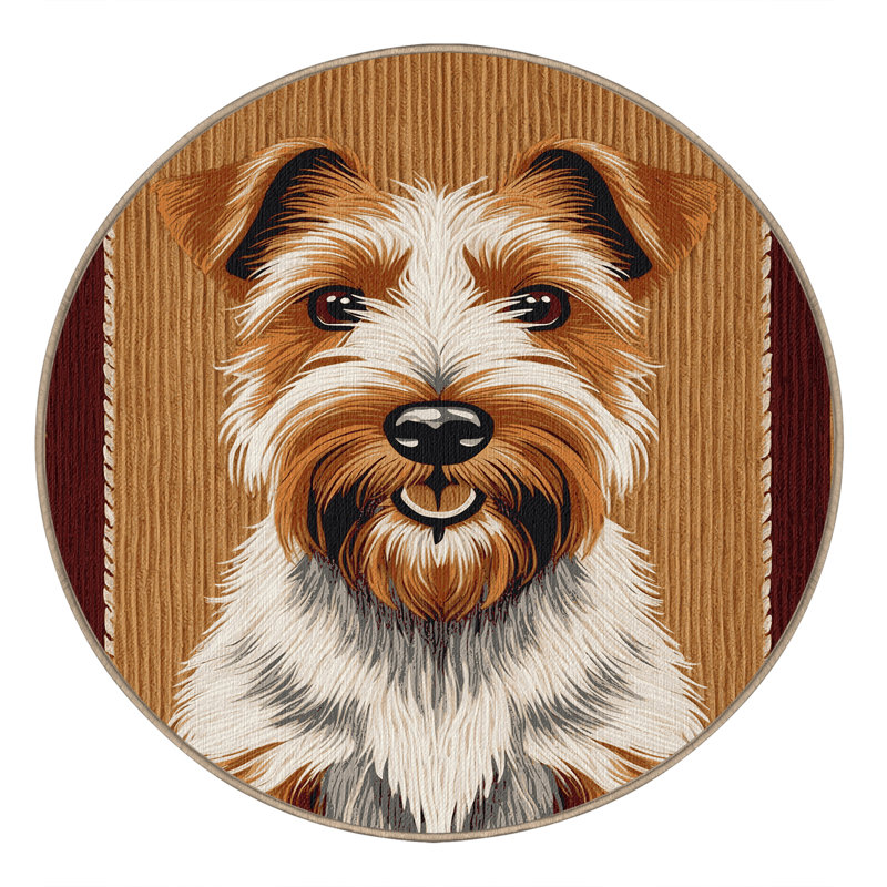 Washable Irish Terrier Dogs Area Rug, Round 5'