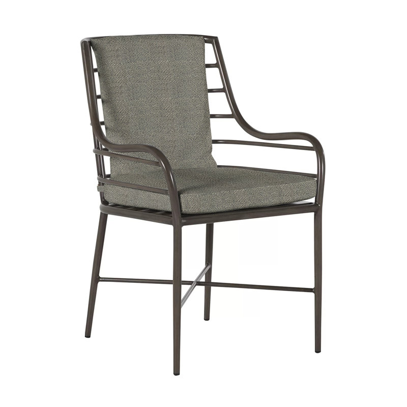 Carmel Patio Dining Armchair with Cushions, Welt, Intermix Bark