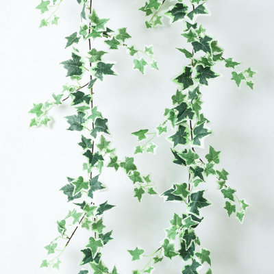 Guirlande de lierre artificielle à 2 rangs 79 po avec vignes en soie et feuilles vertes, plantes à suspendre, décoration pour chambre à coucher