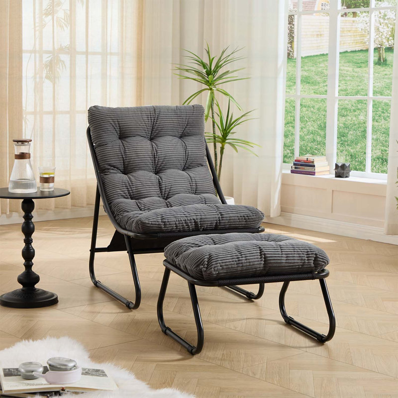 Fauteuil inclinable confortable avec coussin gonflable et repose-pieds, Gris clair