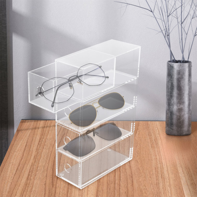 Acrylic Jewelry Organizer Box, Clear Earring Holder Jewelry Hanging Boxes  With 4 Velvet Drawers For Earrings Ring Necklace Bracelet Display Case Gift