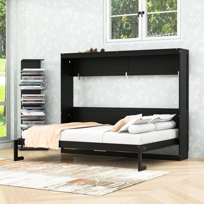 Side-Folding Murphy Bed with LED Lighting and Built-In Charging Station