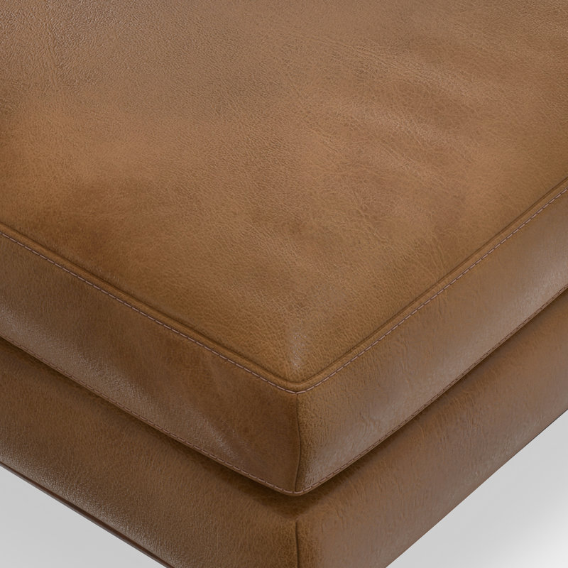 Ensemble de canapé et repose-pieds Morrison en cuir véritable, Cuir brun caramel, 72 pouces