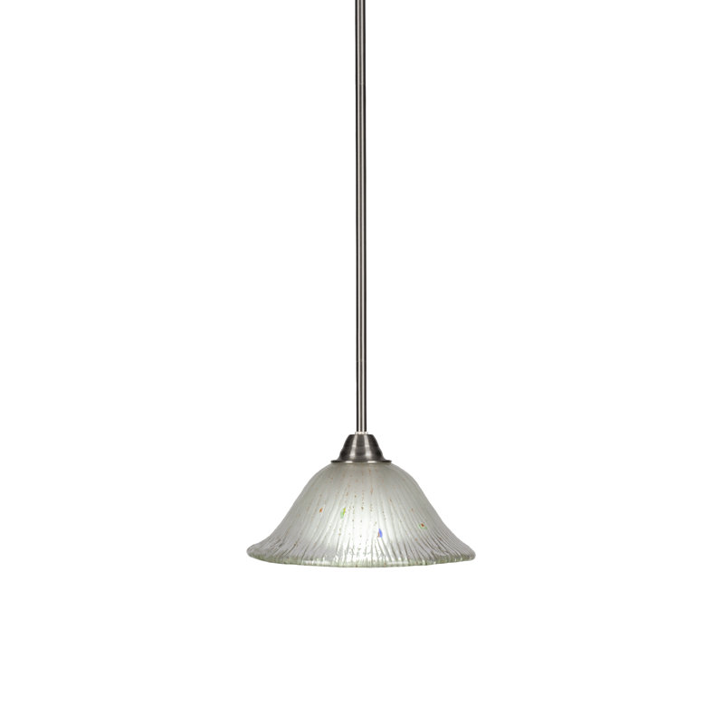Luminaire suspendu avec tige en verre 10 po Achen Paramount, Blanc, Nickel brossé