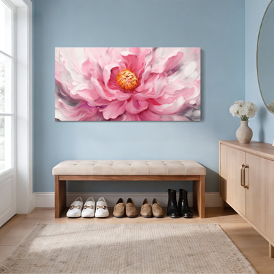 Pink Peony Flower Canvas Wrapped Wall Art