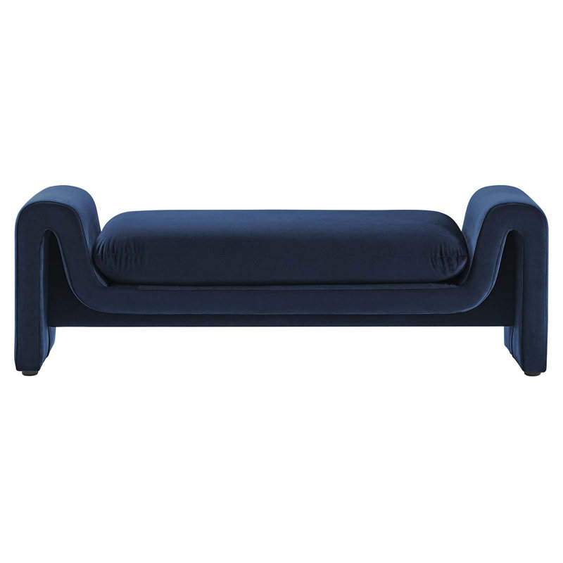 Modway Waverly Performance Velvet Bench, Mignight Blue