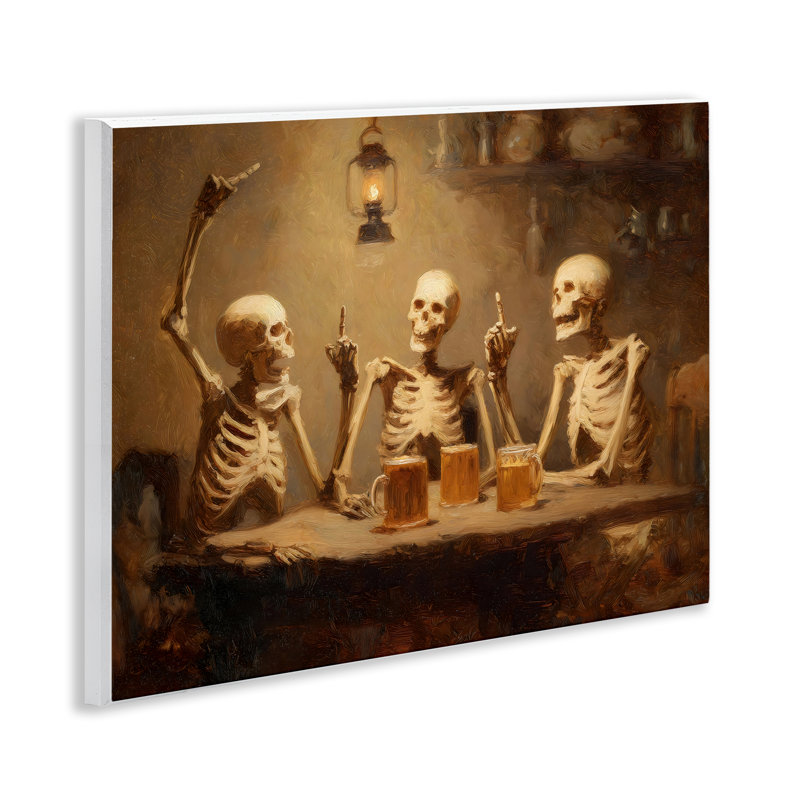 Plaque murale squelettes buvant à la taverne, design par Arlington Prints