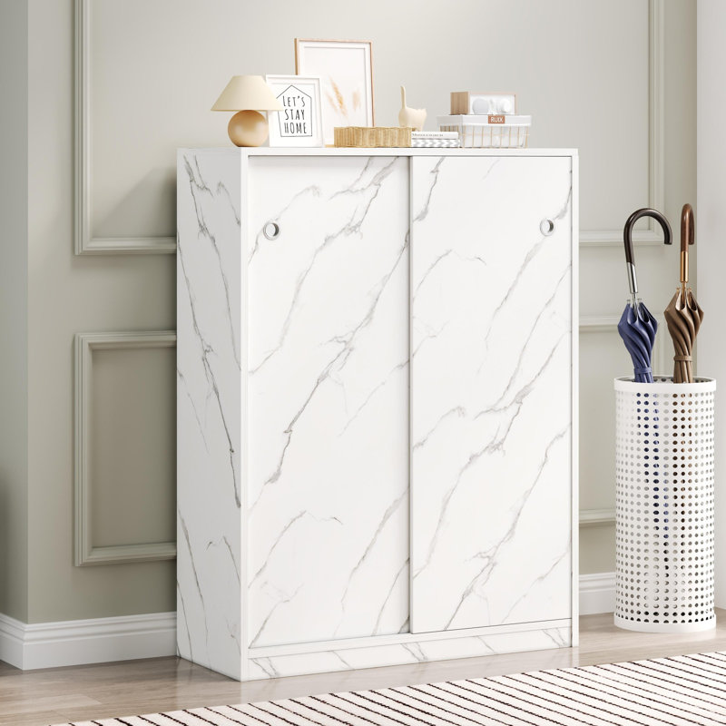 Shoe Cabinet with 2 Flip Drawers, White 1