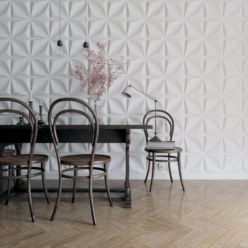 White PVC Decorative 3D Wall Panel 19 5/8" x 19 5/8"