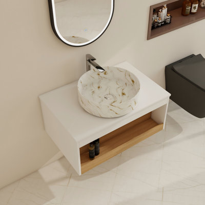 Ensemble de meuble-lavabo simple mural 30 po avec lavabo en céramique