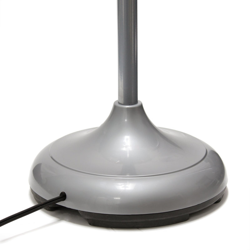 Lampe sur pied ajustable à col de cygne 5 lumières Tarbert, argent, bleu, blanc, abat-jour gris, H 67 po