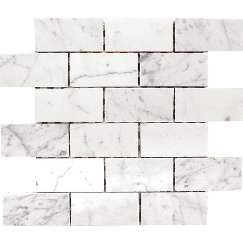 Carreau de mosaïque murale en marbre brique Carrara 2 "x 4"