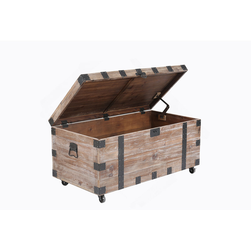 Table basse rectangulaire avec plateau en bois massif, Gris antique