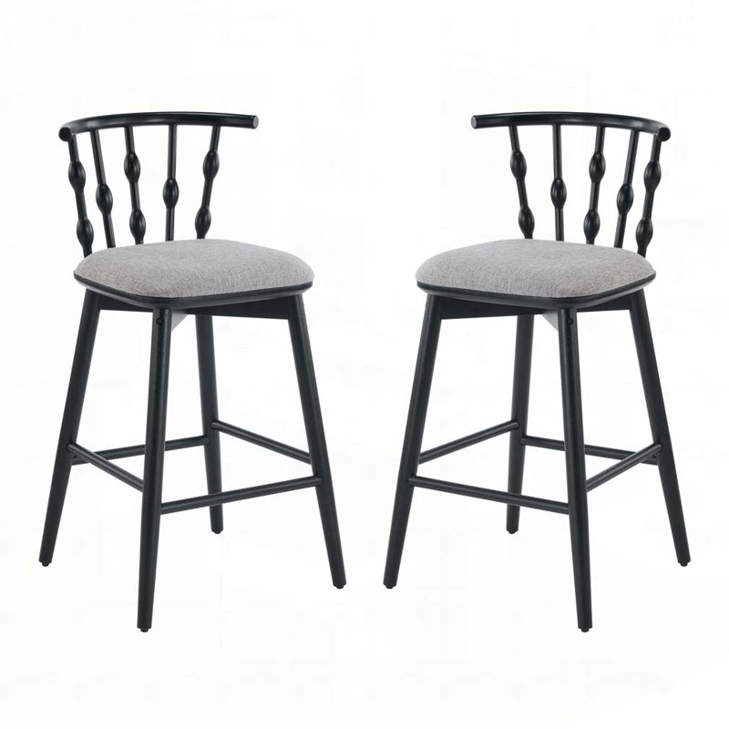 Wooden Barstool, Gray/Black