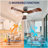42 Inch Black Flush Mount Ceiling Fan with Light: Dimmable LED (3 Colors), Indoor/Outdoor Reversible DC Motor, 3 Solid Wood Blades for Bedroom, Patio.