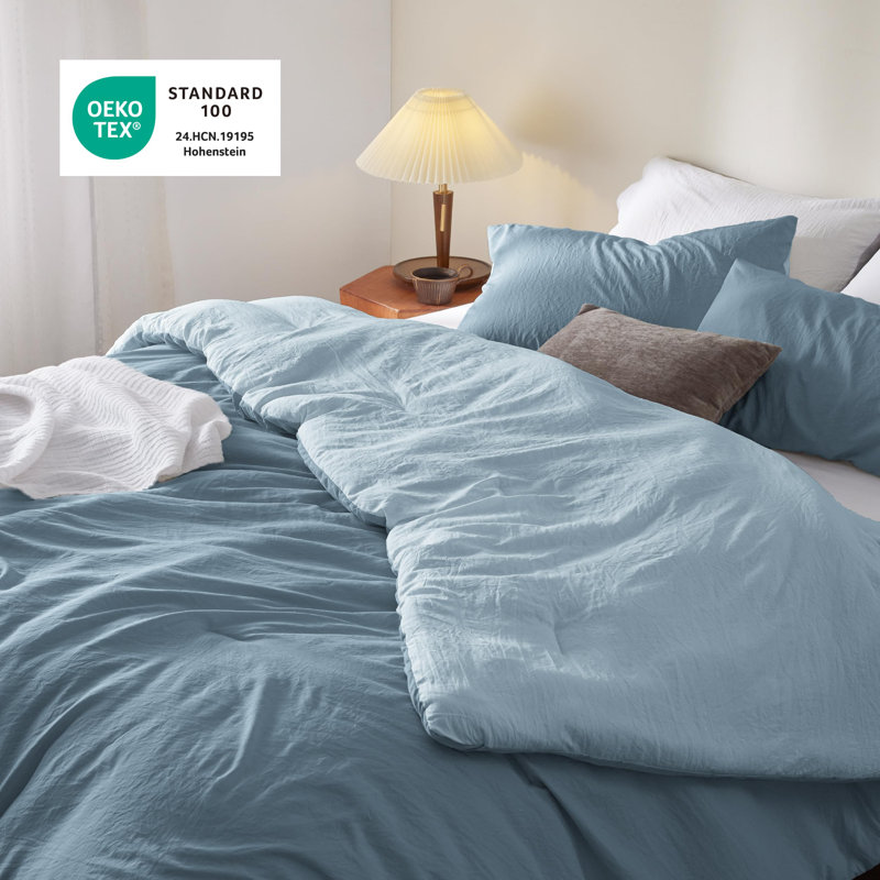 Bedsure Reversible Prewashed Comforter Set, Mineral Blue/Sky, King Comforter + 2 Standard Pillowcases