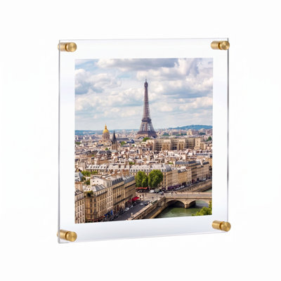 Floating Acrylic Wall Frame with Gold Stand Off Caps: 16" x 20" Graphic Size, Overall Frame Size: 20" x 24"