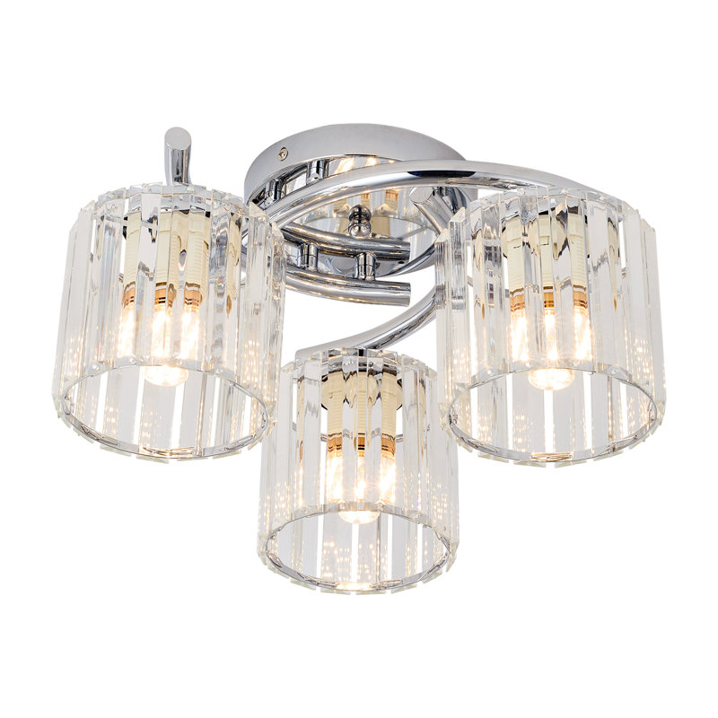 Glass Semi Flush Mount, Silver, Silver