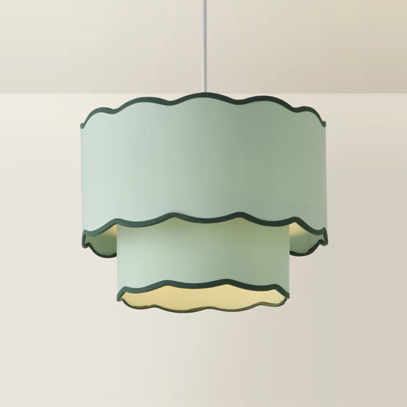 25cm H Blended Fabric Drum Lamp Shade ( Slip-On ), Green