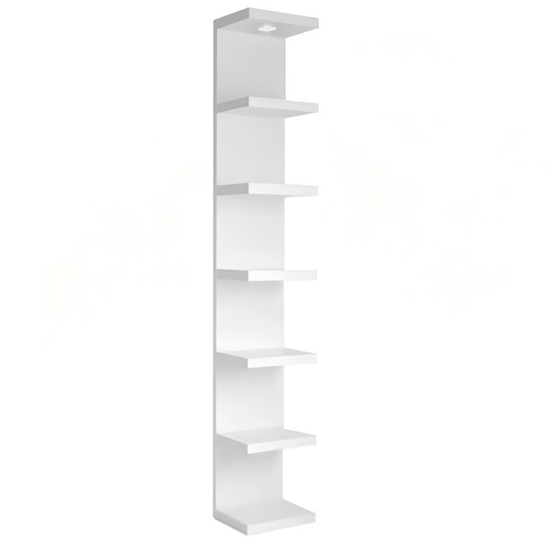 Étagère murale à 7 niveaux, laquée blanche, avec éclairage DEL télécommandé.