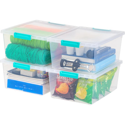 12 Qt. Plastic Storage Bins Containers With Lids, 4 Pack, Sensory Bin, Craft Storage, Craft Organizers And Storage, Organizing Container For Home, Off