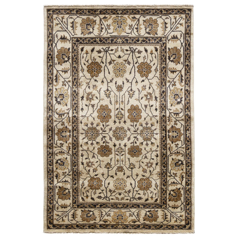 High-Quality Hand-Knotted Cream Area Rug