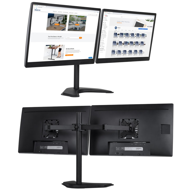 Black Dual Monitor Desk Mount with Adjustable Arms
