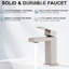 Robinet de salle de bain moderne à un trou en nickel brossé, laiton massif, corrosion, facile à installer, robinet à cartouche étanche avec bonde escamotable et tuyaux d'alimentation en eau, style élégant, sans éclaboussures-123114768