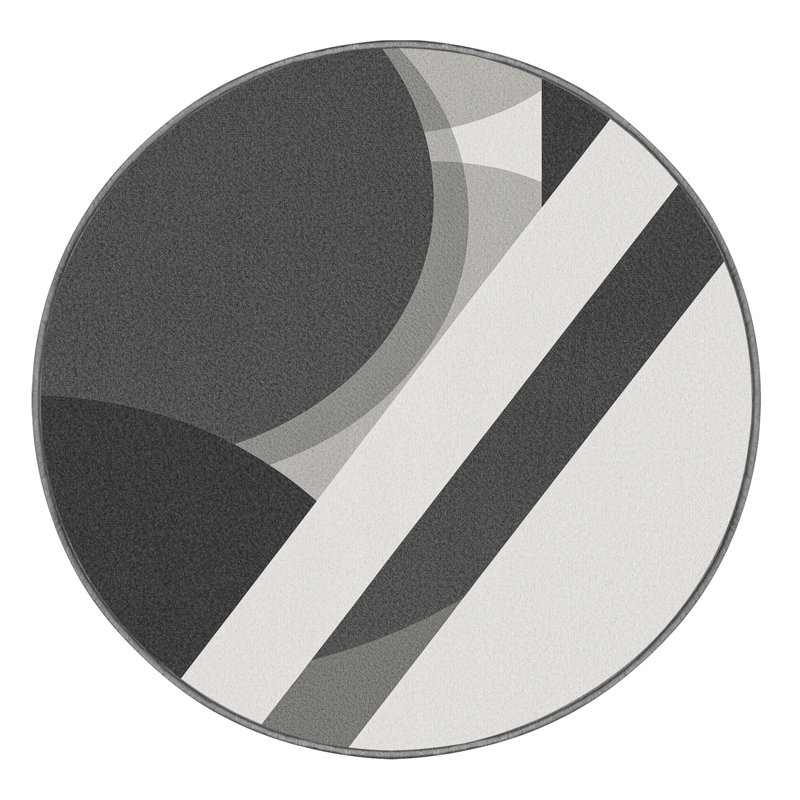 Tapis gris moderne et contemporain lavable à la machine Bemott, Rond 5 pi