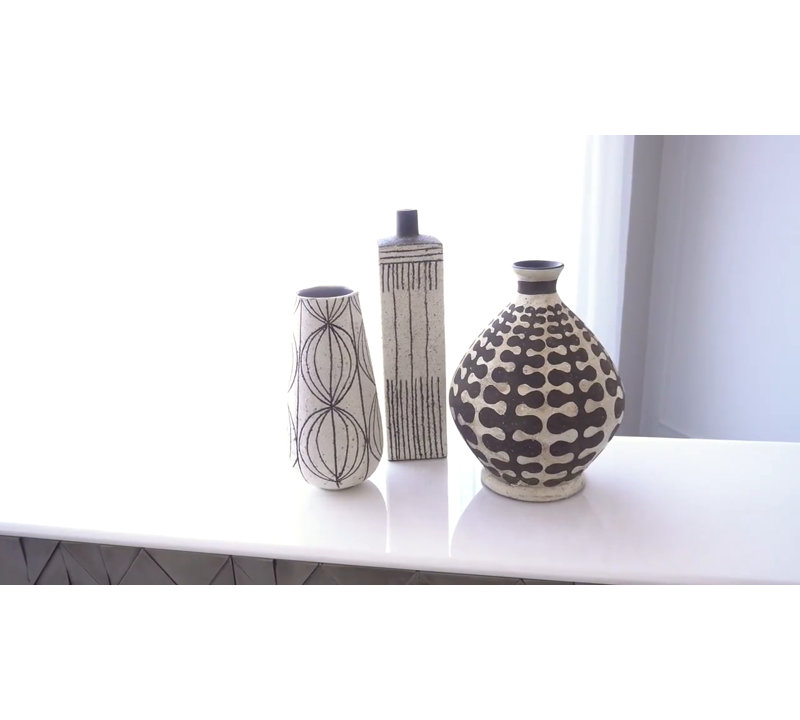 Black and White Ceramic Tall Decorative Table Vase