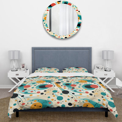 Green And Black Cheerful Poka Dot Delight - Polka Dots Duvet Cover Set - Microfiber Polyester