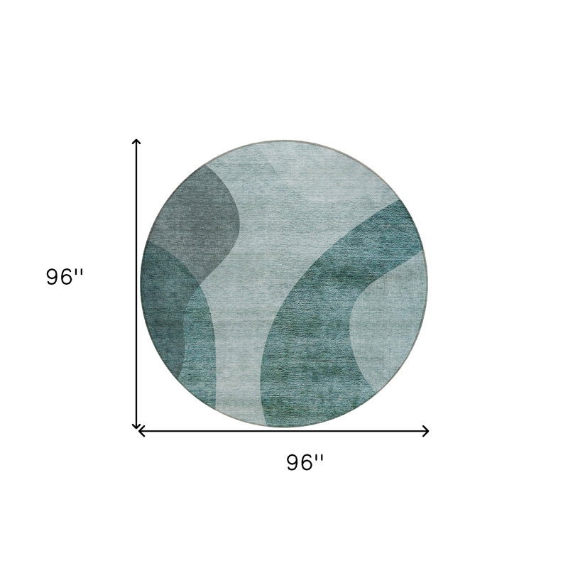 Tapis extérieur rond lavable abstrait vert et sauge 8 '