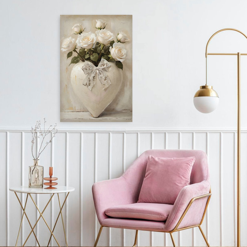 Art abstrait romantique délicat, Heartfelt Roses, H 24 po x l 16 po