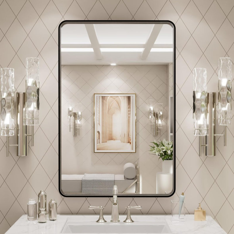 Miroir de salle de bain noir, 29,93 po x 19,93 po