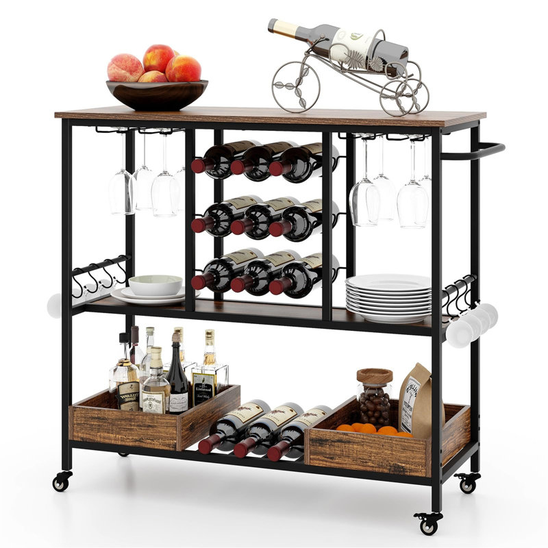 Alys Metal Bar Cart, Brown