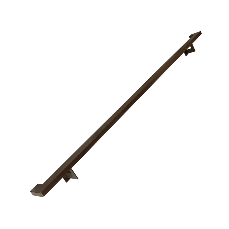 Urban Contemporary Handrail Grab Bar Kit, L Steel Brackets, Returns to Wall, Powder Coat, 72" W, Bronze