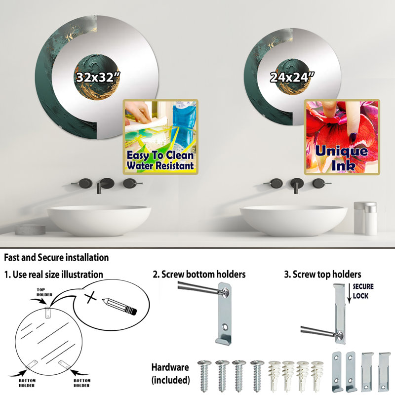 Elnor - Half Circle Wall Mirror, 23,6 po x 23,6 po