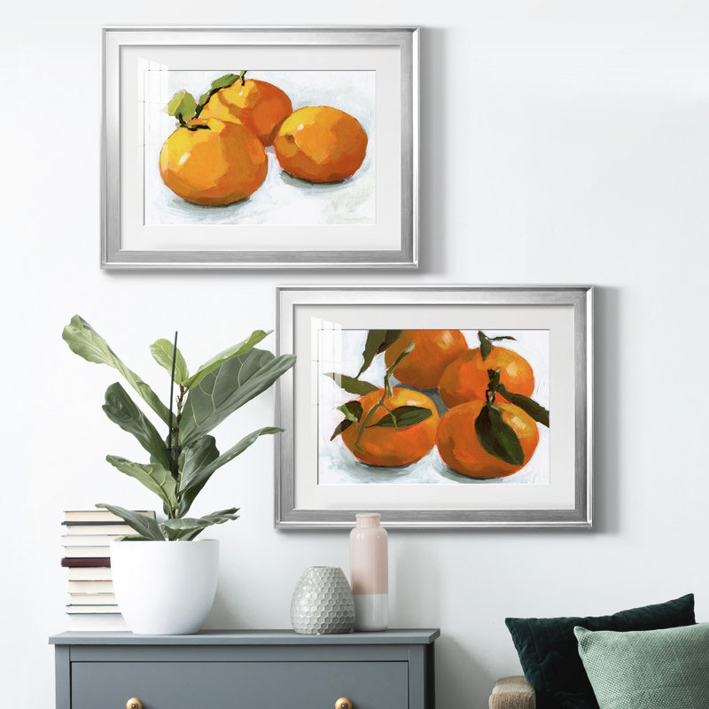 Citrus Grouping I - Matted and Framed Under Acrylic Glass, Set of 2, Large Living Room Wall Art, 42.5" H x 61" W x 1" D